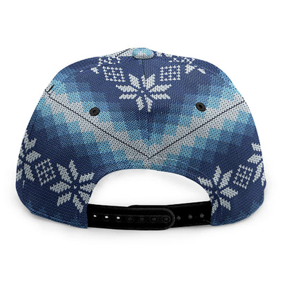 Snow Flower Knitted Pattern Print Snapback Cap