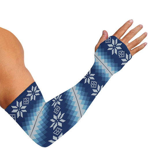 Snow Flower Knitted Pattern Print Sun Protection Arm Sleeves