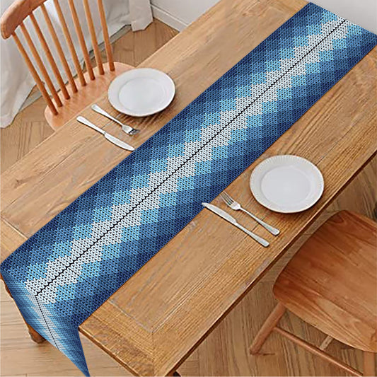 Snow Flower Knitted Pattern Print Table Runner