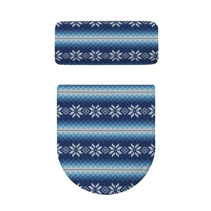 Snow Flower Knitted Pattern Print Toilet Lid And Tank Cover Set