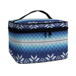 Snow Flower Knitted Pattern Print Travel Makeup Bag