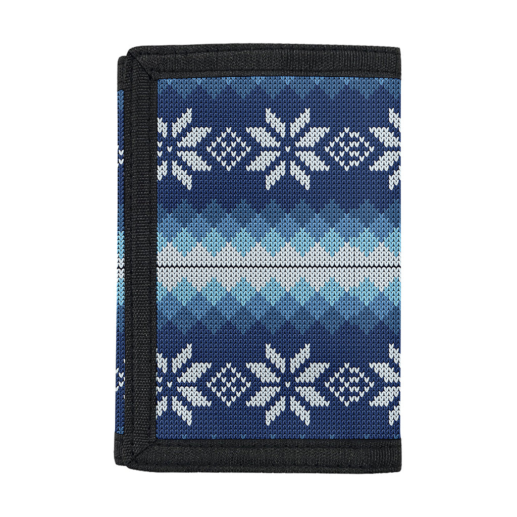 Snow Flower Knitted Pattern Print Trifold Wallet
