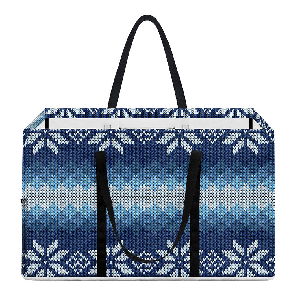 Snow Flower Knitted Pattern Print Utility Tote Bag