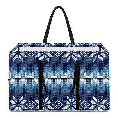 Snow Flower Knitted Pattern Print Utility Tote Bag