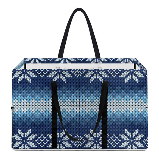 Snow Flower Knitted Pattern Print Utility Tote Bag