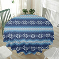 Snow Flower Knitted Pattern Print Waterproof Round Tablecloth