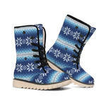 Snow Flower Knitted Pattern Print Winter Boots