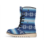 Snow Flower Knitted Pattern Print Winter Boots