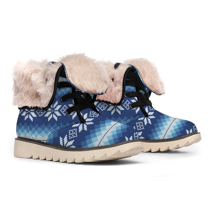 Snow Flower Knitted Pattern Print Winter Boots