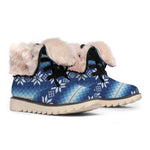 Snow Flower Knitted Pattern Print Winter Boots