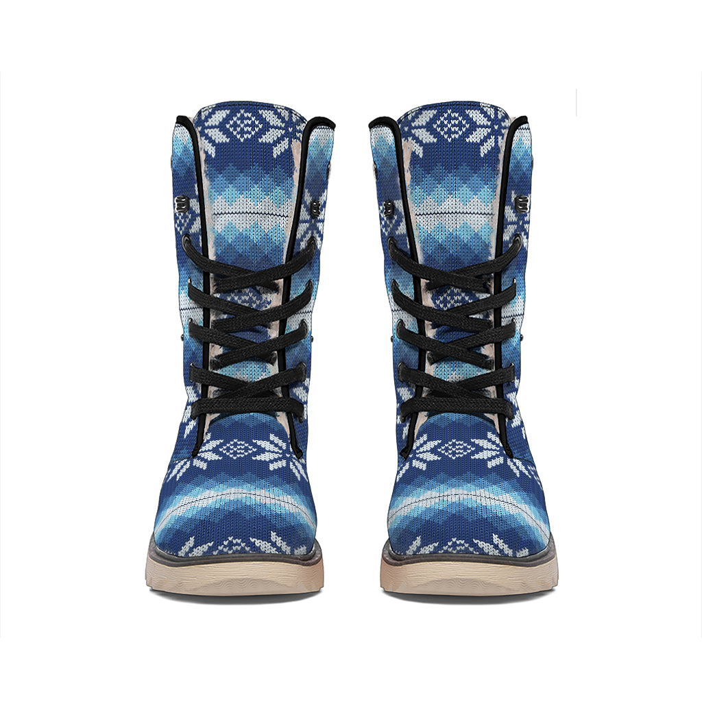 Snow Flower Knitted Pattern Print Winter Boots