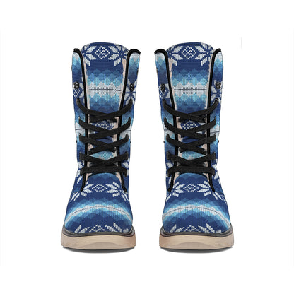 Snow Flower Knitted Pattern Print Winter Boots