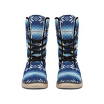 Snow Flower Knitted Pattern Print Winter Boots
