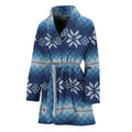 Snow Flower Knitted Pattern Print Women's Bathrobe