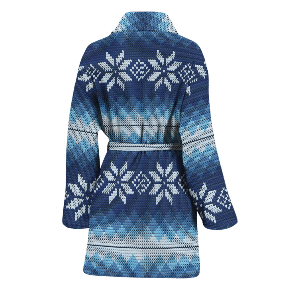 Snow Flower Knitted Pattern Print Women's Bathrobe
