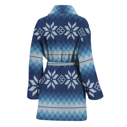 Snow Flower Knitted Pattern Print Women's Bathrobe