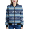 Snow Flower Knitted Pattern Print Women's Bomber Jacket
