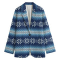 Snow Flower Knitted Pattern Print Women's Cotton Blazer