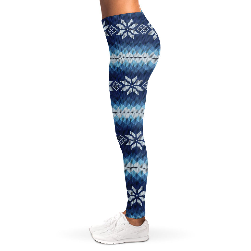 Snow Flower Knitted Pattern Print Women's Leggings