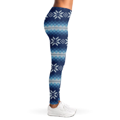 Snow Flower Knitted Pattern Print Women's Leggings