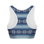 Snow Flower Knitted Pattern Print Women's Sports Bra