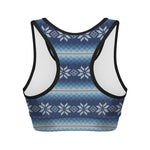 Snow Flower Knitted Pattern Print Women's Sports Bra
