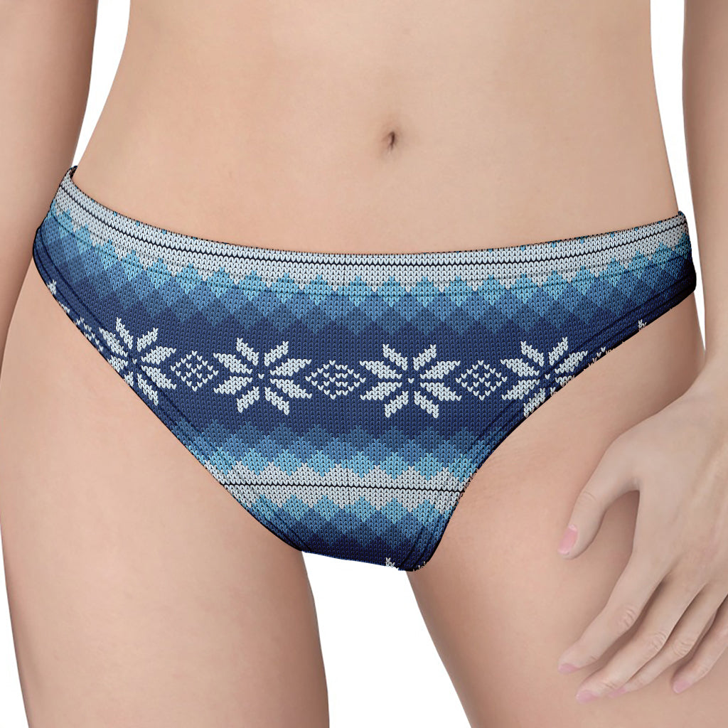 Snow Flower Knitted Pattern Print Women's Thong