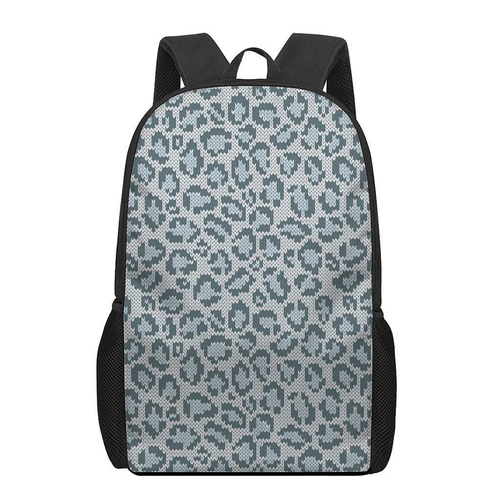 Snow Leopard Knitted Pattern Print 17 Inch Backpack