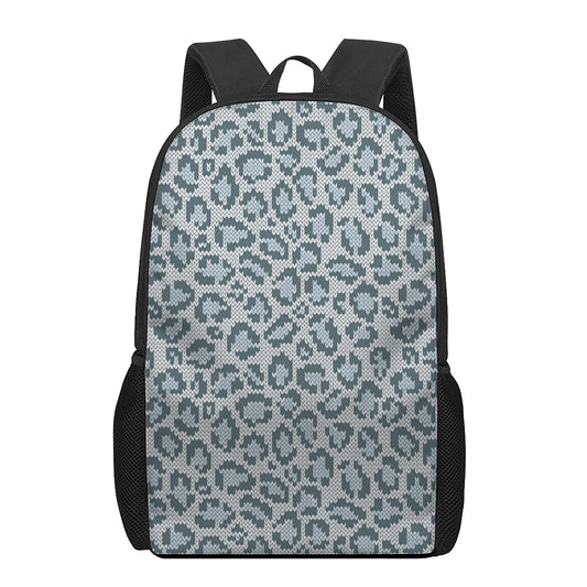 Snow Leopard Knitted Pattern Print 17 Inch Backpack