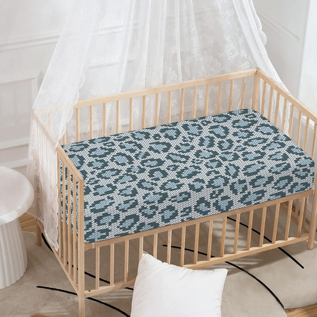 Snow Leopard Knitted Pattern Print Baby Crib Sheet