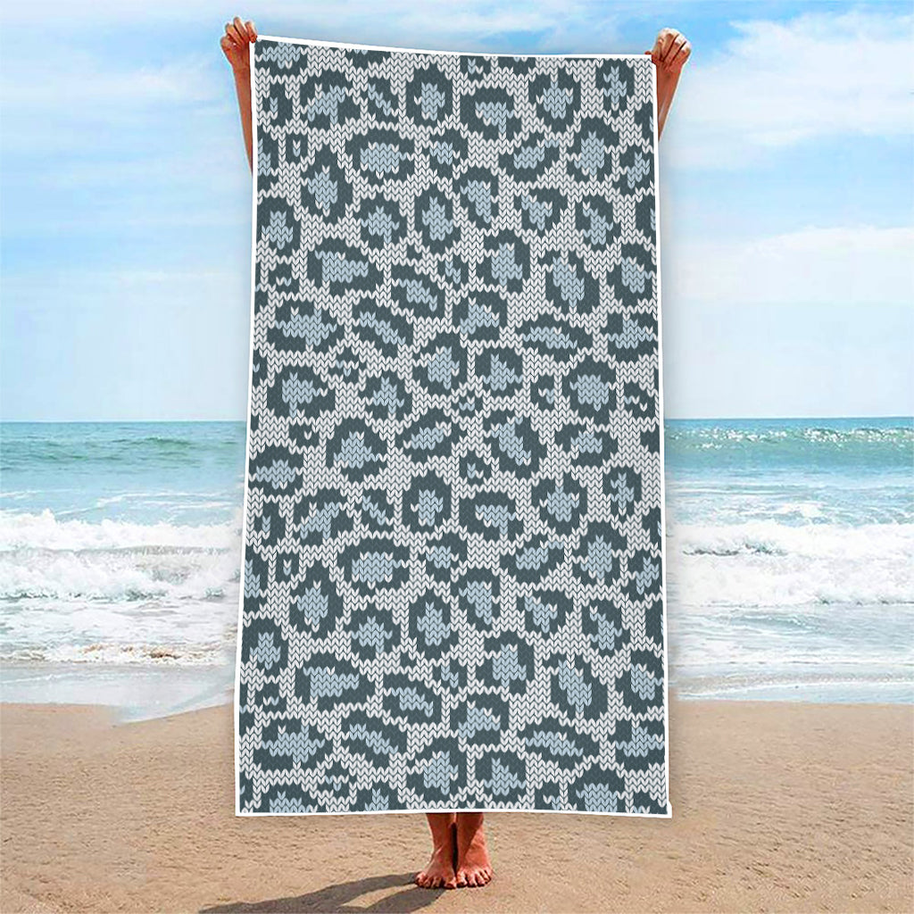 Snow Leopard Knitted Pattern Print Beach Towel