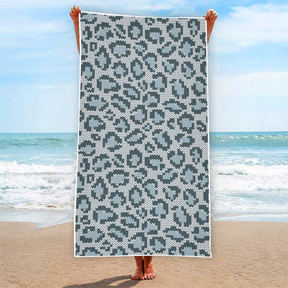 Snow Leopard Knitted Pattern Print Beach Towel