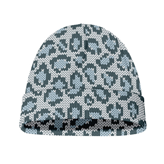 Snow Leopard Knitted Pattern Print Beanie