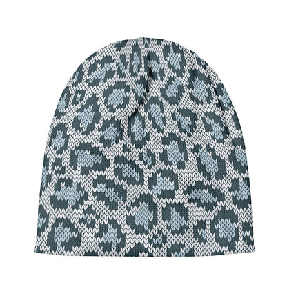 Snow Leopard Knitted Pattern Print Beanie