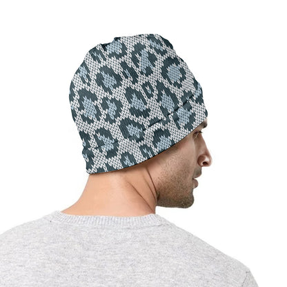 Snow Leopard Knitted Pattern Print Beanie