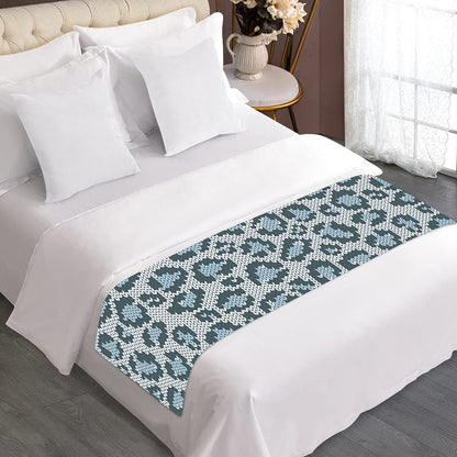 Snow Leopard Knitted Pattern Print Bed Runner