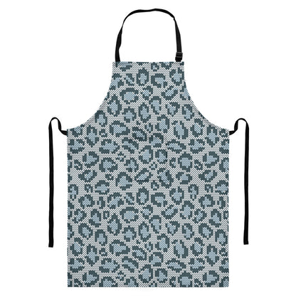 Snow Leopard Knitted Pattern Print Bib Apron With Pocket