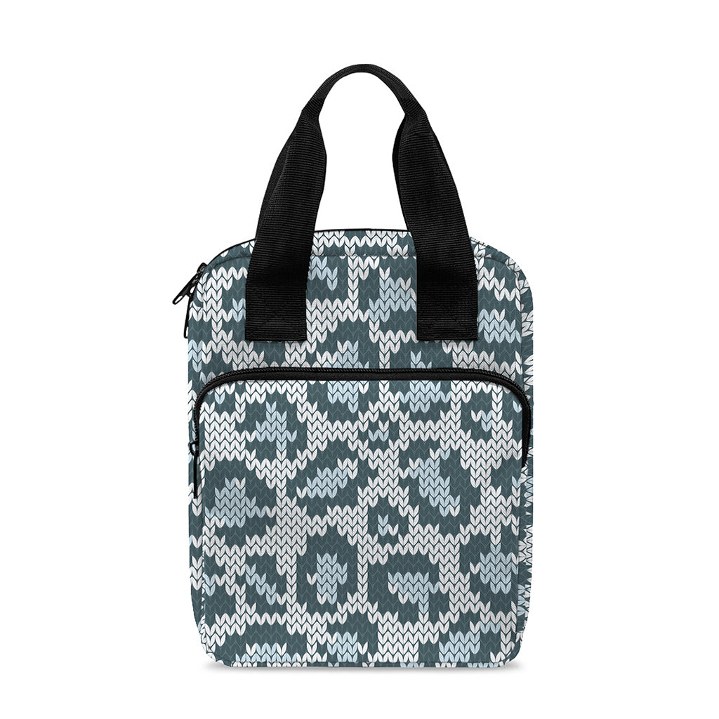 Snow Leopard Knitted Pattern Print Bible Tote Bag