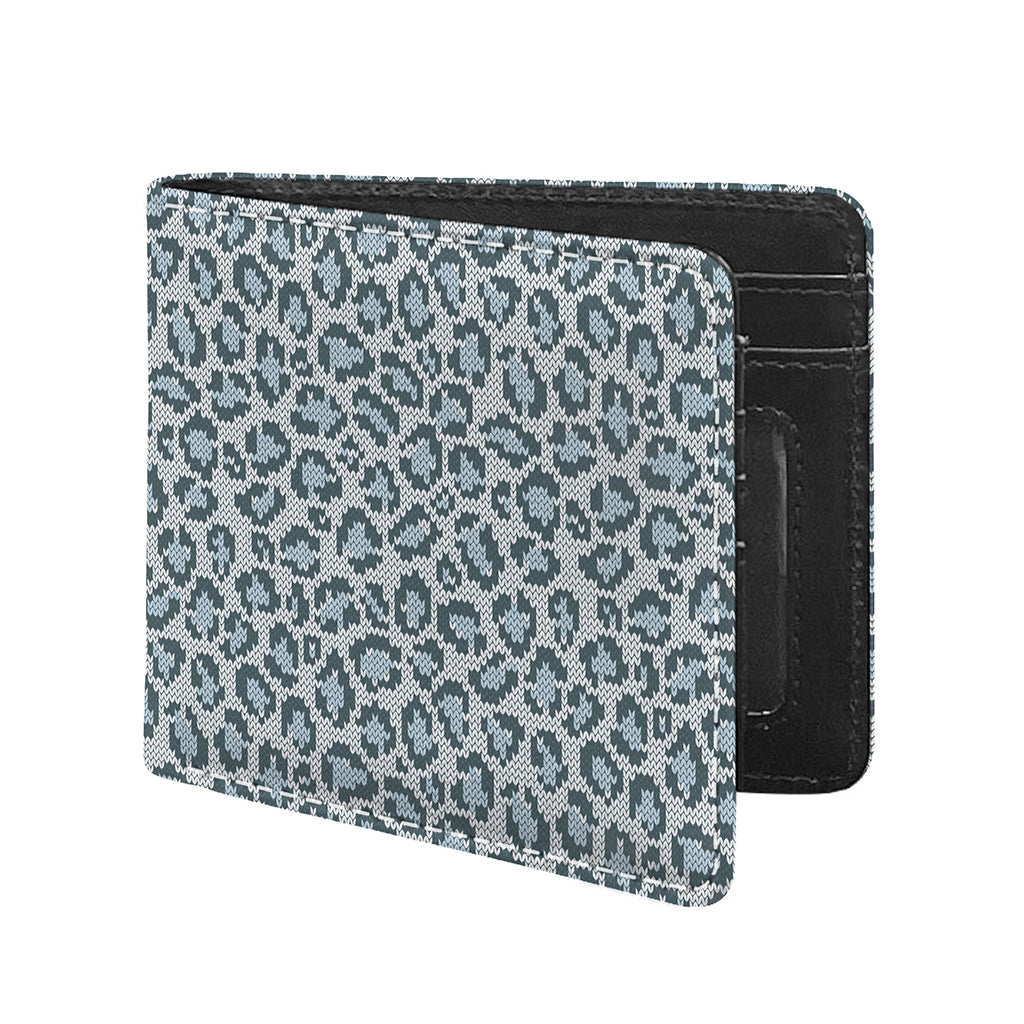 Snow Leopard Knitted Pattern Print Bifold Wallet