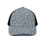 Snow Leopard Knitted Pattern Print Black Mesh Trucker Cap