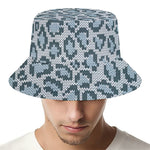 Snow Leopard Knitted Pattern Print Bucket Hat
