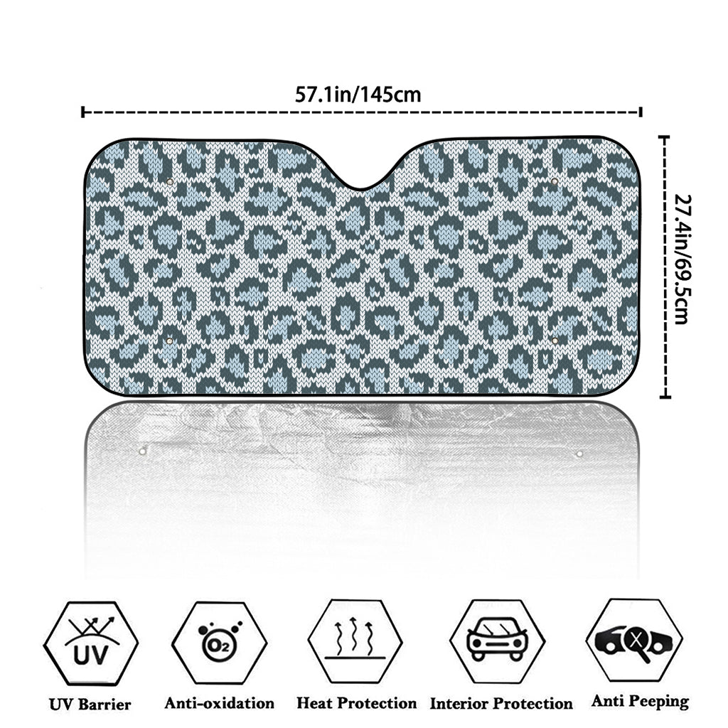Snow Leopard Knitted Pattern Print Car Windshield Sun Shade
