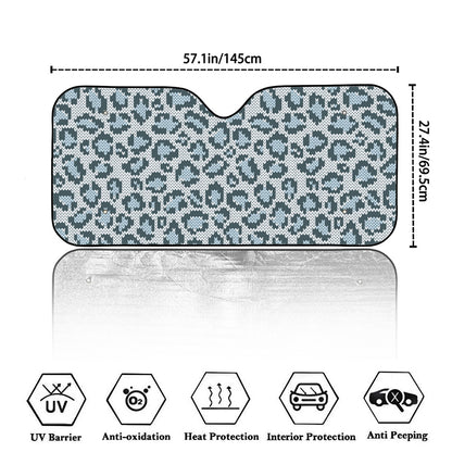 Snow Leopard Knitted Pattern Print Car Windshield Sun Shade