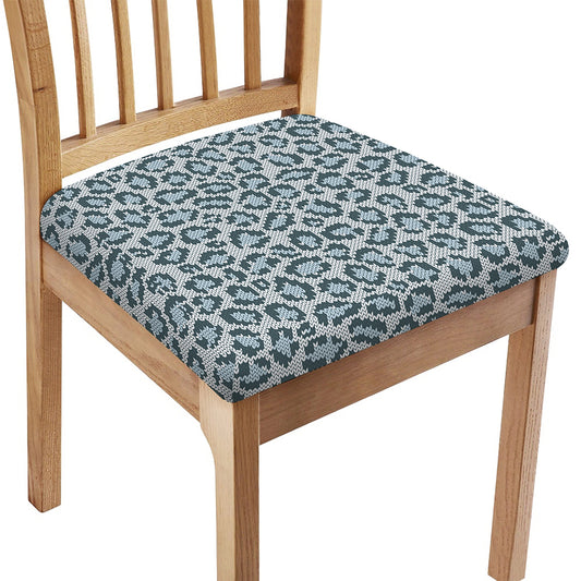 Snow Leopard Knitted Pattern Print Chair Cushion Cover