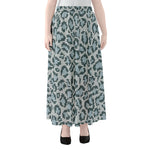 Snow Leopard Knitted Pattern Print Chiffon Maxi Skirt