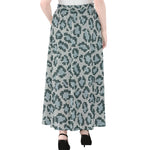 Snow Leopard Knitted Pattern Print Chiffon Maxi Skirt