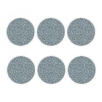 Snow Leopard Knitted Pattern Print Coaster Set