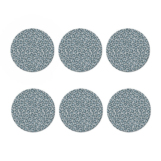 Snow Leopard Knitted Pattern Print Coaster Set