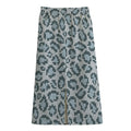 Snow Leopard Knitted Pattern Print Cotton Front Slit Maxi Skirt