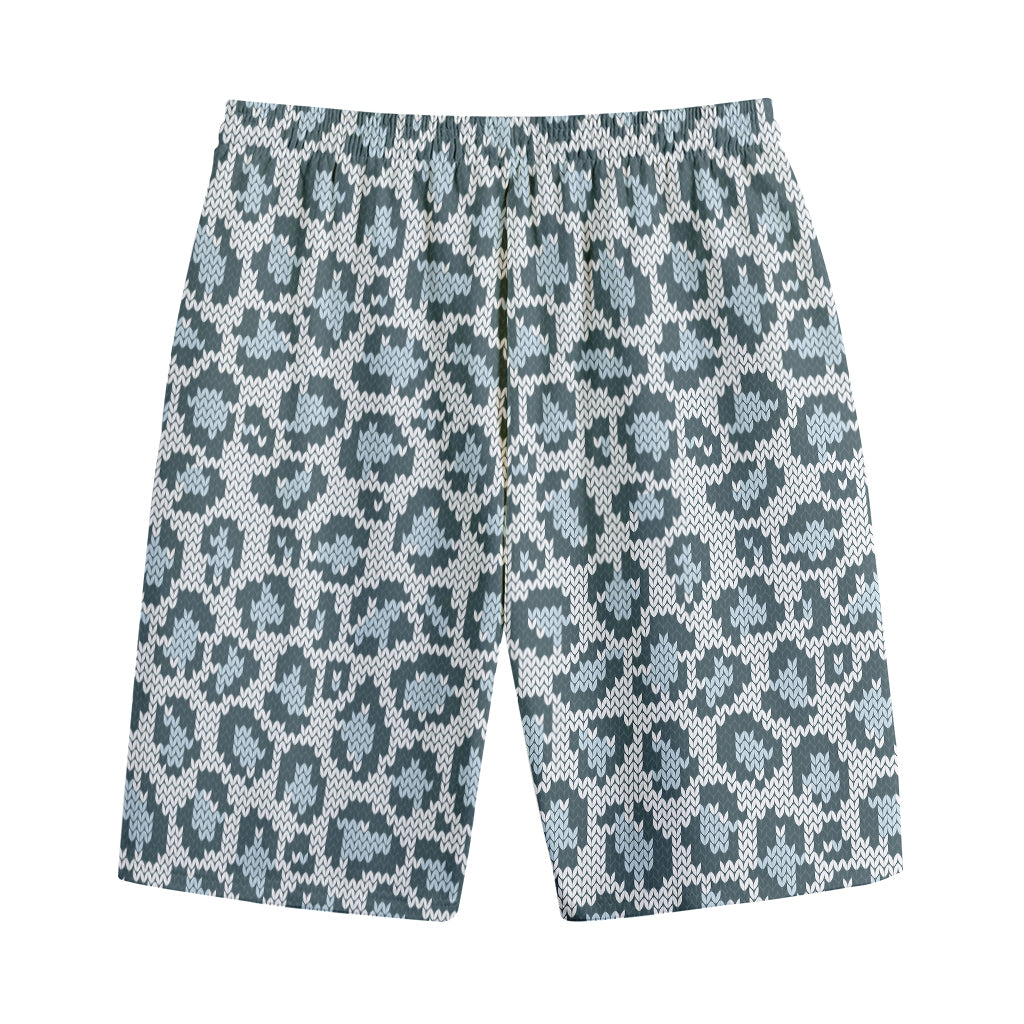 Snow Leopard Knitted Pattern Print Cotton Shorts